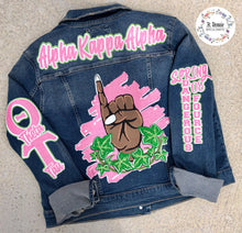 Load image into Gallery viewer, Custom Greek Denim Jacket