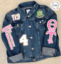 Load image into Gallery viewer, Custom Greek Denim Jacket