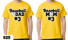 Load image into Gallery viewer, Baseball Mom/Dad Shirt w/ Number
