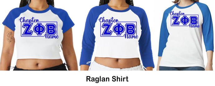 Raglan Shirt - ΖΦΒ, Chapter, and Year