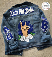 Load image into Gallery viewer, Custom Greek Denim Jacket
