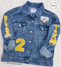 Load image into Gallery viewer, Custom Greek Denim Jacket
